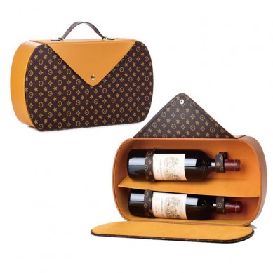 Premium Gift Wine Bottle Packaging Box Portable Leather Wine Gift Boxes Single Bottle Wine Box For Party Christmas