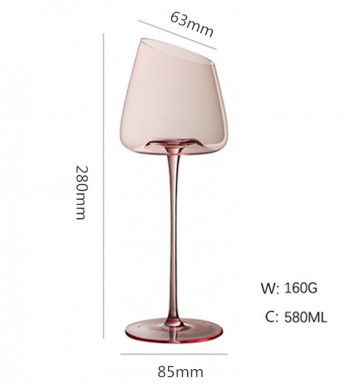 Custom European Crystal Pink Goblet Wine Glasses 580ML Tall High Value Concave Bottom Wine Glass For Birthday Wedding Gifts