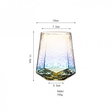 Luxury Vintage Diamond Goblet Lead-Free Crystal Color Changing Red Wine Glass Water Ripple Colored Wine Glasses Wholesale