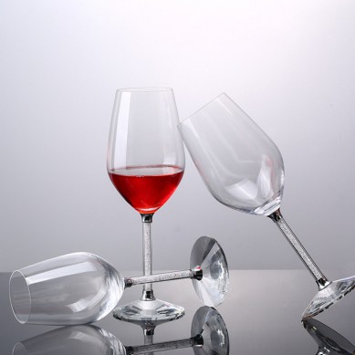 Creative Crystal Diamond Lead-Free Bordeaux Red Wine Glass Set 2 Wine Glass Goblet With Diamond Stem Creative Wedding Gift Set