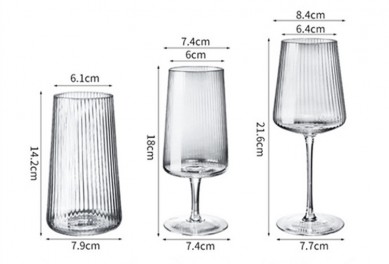 High Quality Luxury Clear Crystal  Wine Goblet Glass White Red Wine Vertical Stripes Embossed Creative Wine Glass Goblet