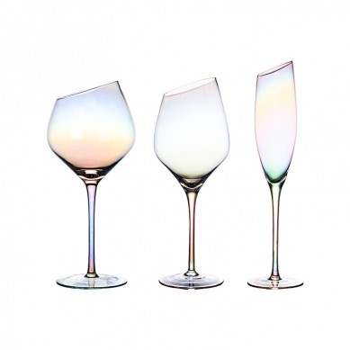 Colorful Ion Plating Glasses Whisky Glass Wine Cup Long Stem Wine Glasses Goblet Bevel Champagne Glass Home Bar Restaurants