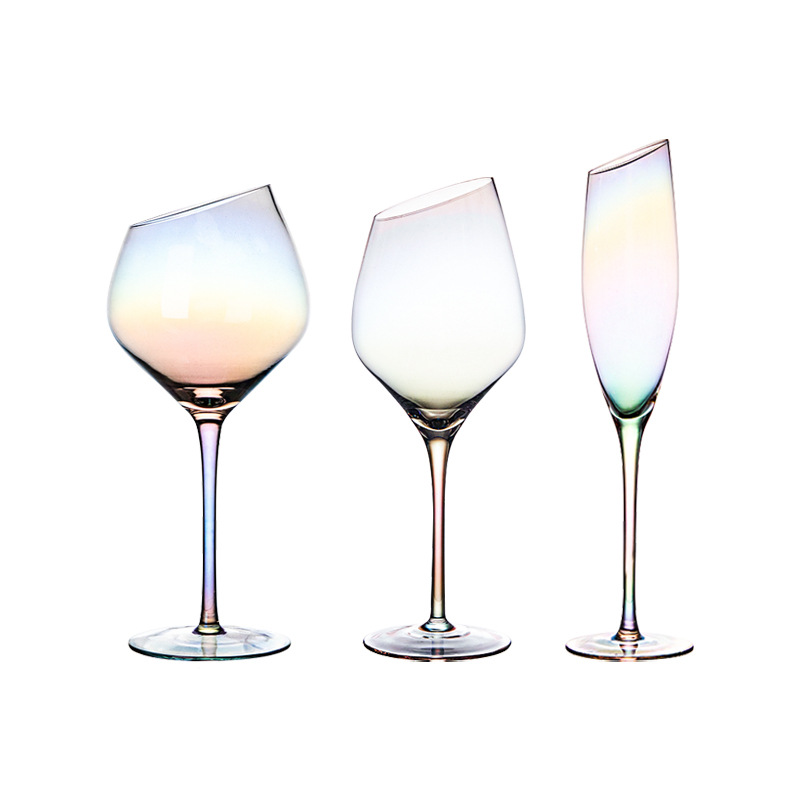 Colorful Ion Plating Glasses Whisky Glass Wine Cup Long Stem Wine Glasses Goblet Bevel Champagne Glass Home Bar Restaurants Featured Image