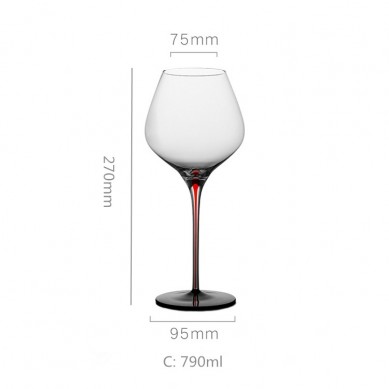 Premium Crystal Clear Glass 410ml 610ml 790ml Teardrop Shape Goblet Bordeaux Large Wine Glasses Red Stem Black Base For Gifts