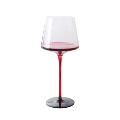 Wholesale Large Clear Crystal Goblet Burgundy Red Wine Glass 550Ml Drinking Red Stem Black Base Wine Glasses For Home Party