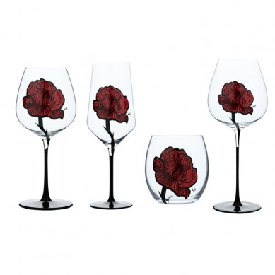 New Customize Creative Rose Imprinted Wine Glass Stemmed Red Wine Glasses Set Household Goblet White Burgundy Wine Whiskey Glass