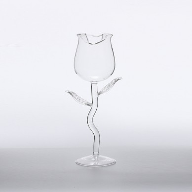 Creative Rose Shape Goblet Wine Glasses Unique Stem Crystal High Borosilicate Rose Wine Champagne Glass Romantic Valentine’S Day