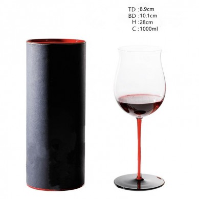 Wine Glass Wholesale Red Stem Black Bottom Bordeaux Goblet Large Handmade Crystal Red Wine Glass Single Cylinder Gift Box