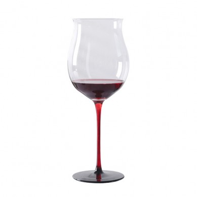 Unique 880Ml Lead Free Clear Crystal Burgundy Wine Glasses Goblet Red Stem Black Base Wine Glass For Home Party