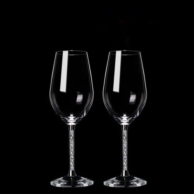 Creative Crystal Diamond Lead-Free Bordeaux Red Wine Glass Set 2 Wine Glass Goblet With Diamond Stem Creative Wedding Gift Set