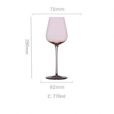 Hot Selling Customize Design 770Ml Luxury High Value Handmade Crystal Goblet Pink Wine Glass Cup For Home Party