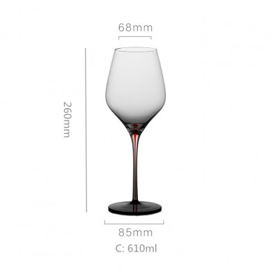 Premium Crystal Clear Glass 410ml 610ml 790ml Teardrop Shape Goblet Bordeaux Large Wine Glasses Red Stem Black Base For Gifts