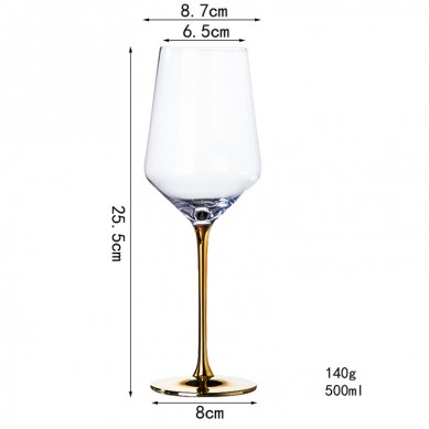 Wholesale Clear Wine Glasses Goblet Creative Unique Gold Stem Red Wine Glasses And Gold Stemless Wine Glass Drinking Glassware