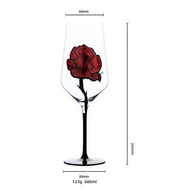 New Customize Creative Rose Imprinted Wine Glass Stemmed Red Wine Glasses Set Household Goblet White Burgundy Wine Whiskey Glass