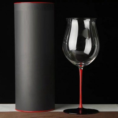 Wine Glass Wholesale Red Stem Black Bottom Bordeaux Goblet Large Handmade Crystal Red Wine Glass Single Cylinder Gift Box