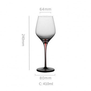 Premium Crystal Clear Glass 410ml 610ml 790ml Teardrop Shape Goblet Bordeaux Large Wine Glasses Red Stem Black Base For Gifts