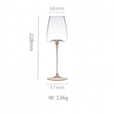 Nordic Luxury Customized Golden Burgundy Red Wine Glass Lead-Free Crystal Goblet Concave Bottom Wine Champagne Glass