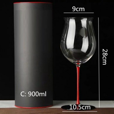 Wine Glass Wholesale Red Stem Black Bottom Bordeaux Goblet Large Handmade Crystal Red Wine Glass Single Cylinder Gift Box