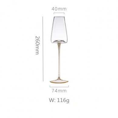 Nordic Luxury Customized Golden Burgundy Red Wine Glass Lead-Free Crystal Goblet Concave Bottom Wine Champagne Glass