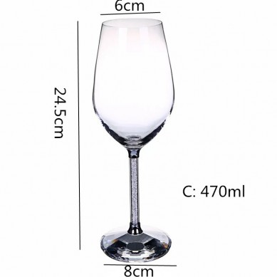 Creative Crystal Diamond Lead-Free Bordeaux Red Wine Glass Set 2 Wine Glass Goblet With Diamond Stem Creative Wedding Gift Set