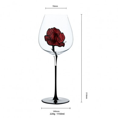 New Customize Creative Rose Imprinted Wine Glass Stemmed Red Wine Glasses Set Household Goblet White Burgundy Wine Whiskey Glass