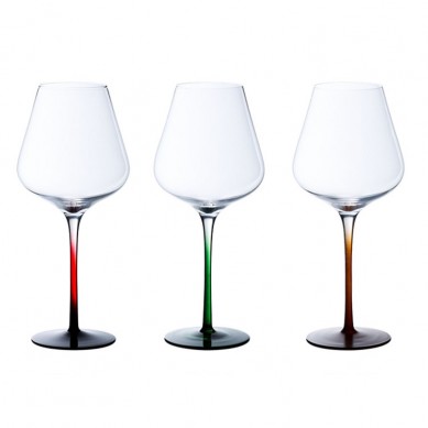 German Modern Lead Free Crystal Goblet Red Wine Glass Handmade Gradient Colored Stem Burgundy Bordeaux Wine Glass Household