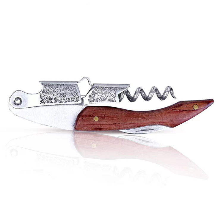 Personlized ProductsDecanters - Senior Personality All-In-One Rosewood Handle Wine Corkscrew Wine Foil Cutter Corkscrew Wine Opener Gift Set – Shunstone