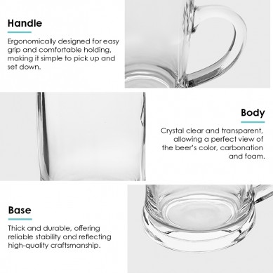 Shunstone 14oz Beer Glass & Opener Gift Set with Ice Mold-Custom Logo Personalized Design Modern Style Promotional Gift for Men