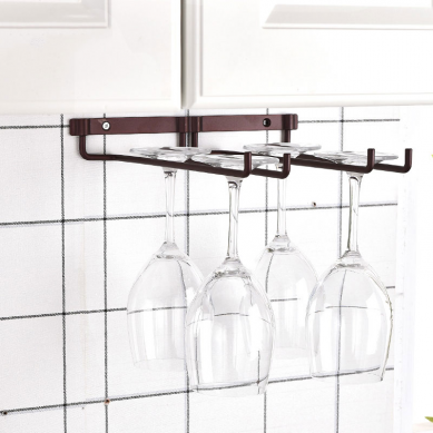 Amazon Hot Sale Wine Glass Rack Under Cabinet Stemware Wine Glass Holder Metal Organizer