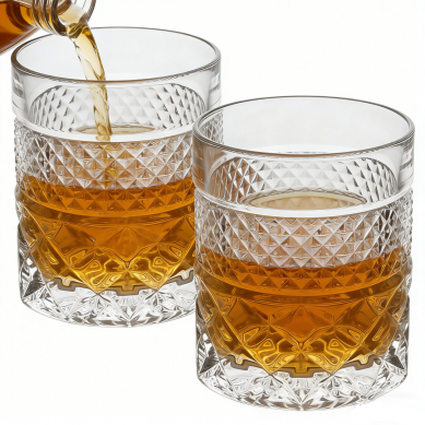 Shunstone Custom Engraved Whiskey Glass Gift Set with Chilling Whiskey Ice Cube in Paper Gift Box Corporate Gift Set