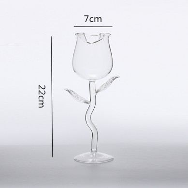 Creative Rose Shape Goblet Wine Glasses Unique Stem Crystal High Borosilicate Rose Wine Champagne Glass Romantic Valentine’S Day