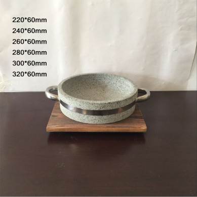 Stone Bowl of Korean Rice Mixing Stone Bowl Round Deep and Shallow Barbecue Plate Barbecue Stone Plate