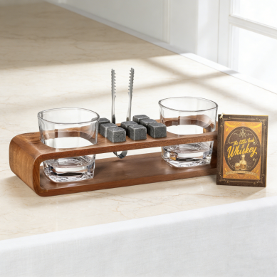 Shunstone in Stock 8 Granite Whiskey Stone Ice Cube and Whiskey Glass with Wooden Tray Business Gifts Ideas for Christmas
