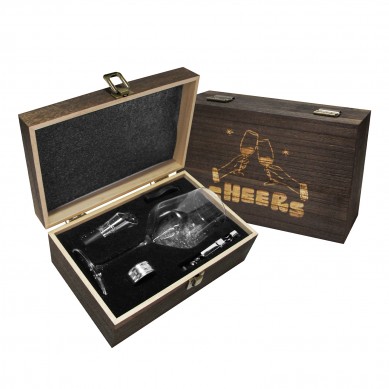 Shunstone Personalized Lead-Free Crystal Wine Glass Gift Set 18oz Goblet Eco-Friendly Multifunction Accessories Kit Bottle